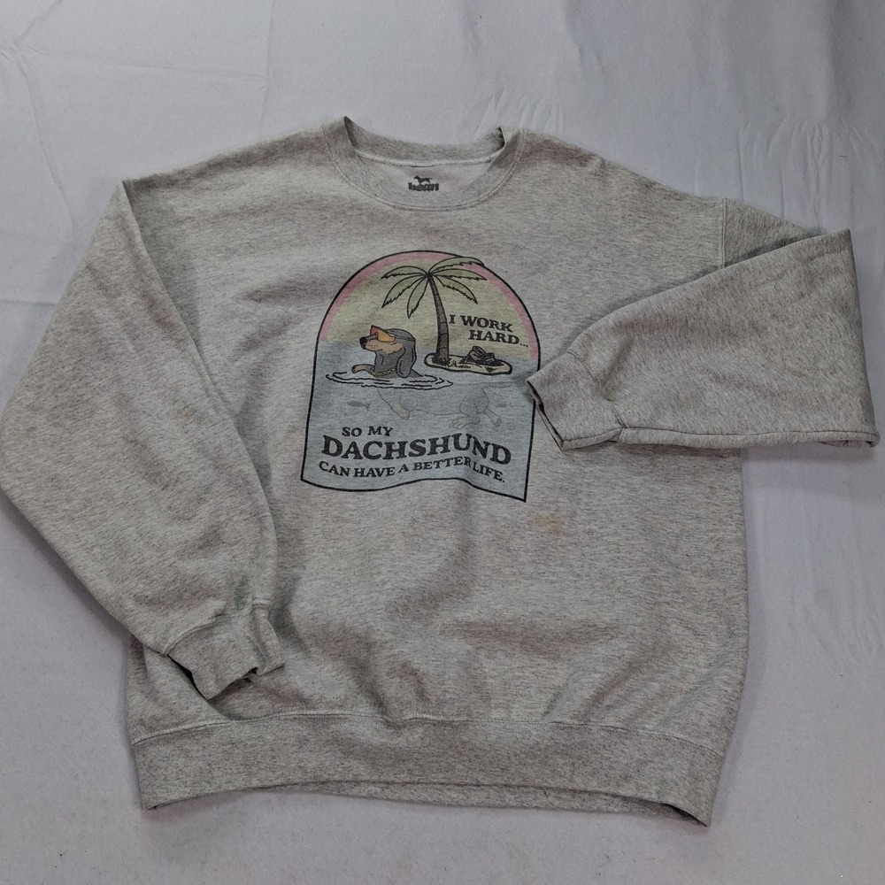 Bean Goods Sweatshirt Unisex XL Graphic Gray Dog Humor Dachshund Good